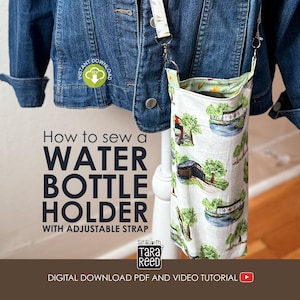 DIY Water Bottle Holder PDF Sewing Pattern | Adjustable Strap | Easy Beginner Project | Instant Download