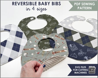 Reversible Baby Bib Pattern in 4 sizes | Cricut Sewing Pattern | DIY Baby Shower Gift