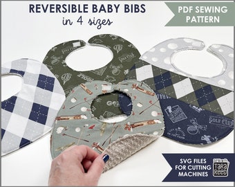 Reversible Baby Bib Sewing Pattern in 4 sizes | Cricut Sewing Pattern | DIY Baby Shower Gift