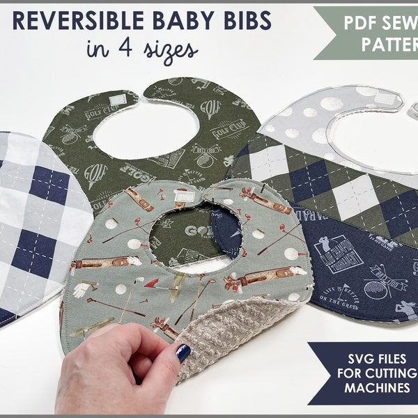 Reversible Baby Bib Sewing Pattern in 4 sizes | Cricut Sewing Pattern | DIY Baby Shower Gift