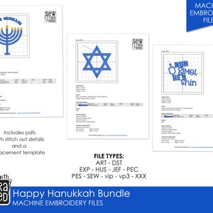 Happy Hanukkah Bundle Machine Embroidery Designs image 5