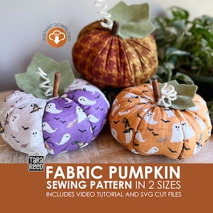 Patron de couture citrouille en tissu en 2 tailles avec fichiers de coupe SVG (téléchargement PDF instantané)