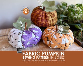 Fabric Pumpkin Sewing Pattern in 2 Sizes with SVG Cut Files (PDF Instant Download)