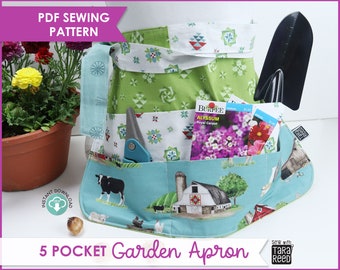 5 Pocket Garden Apron Sewing Pattern - PDF instant download