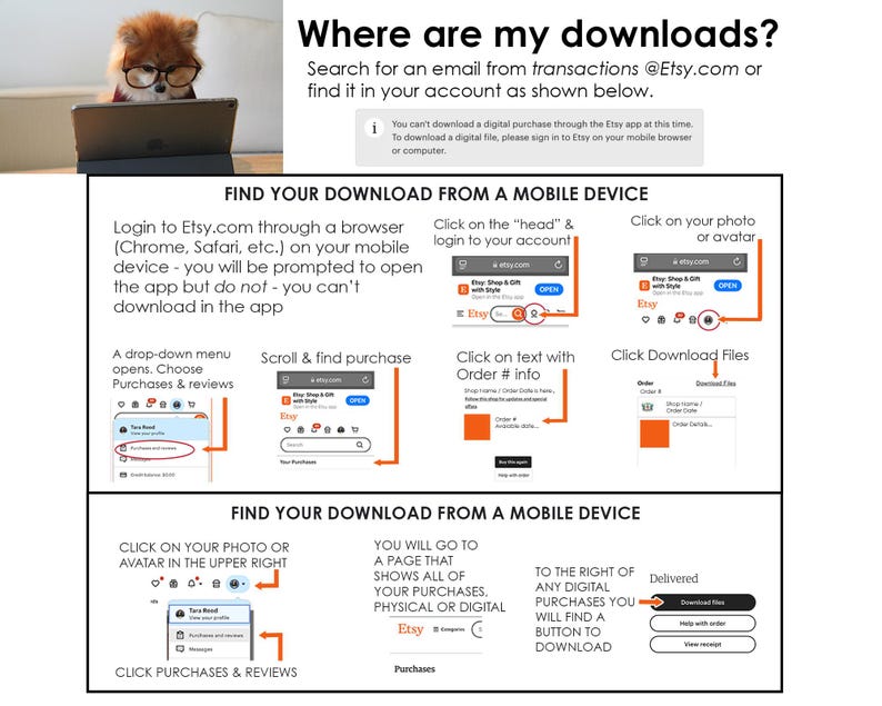 directions to find your digital download if you can't find it