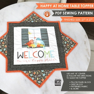 Quilted Table Topper Sewing Pattern - Instant Digital Download