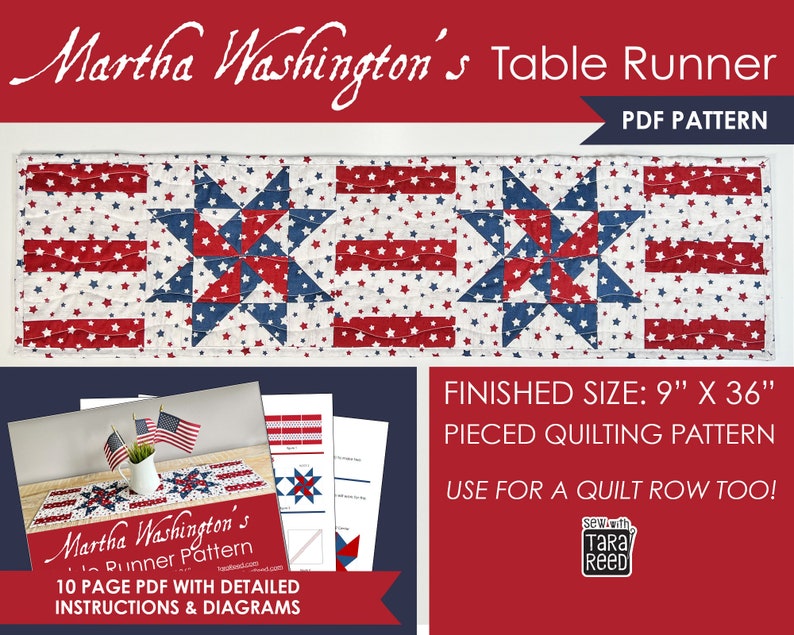 Patriotic Table Runner Quilt Pattern (PDF Pattern) - Etsy