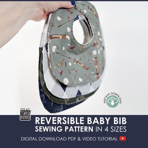 Reversible Baby Bib Pattern in 4 Sizes (Digital Download)