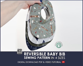 Reversible Baby Bib Pattern in 4 Sizes (Digital Download)