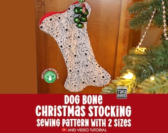 Dog Christmas Stocking Sewing Pattern in 2 Sizes (Digital Download)