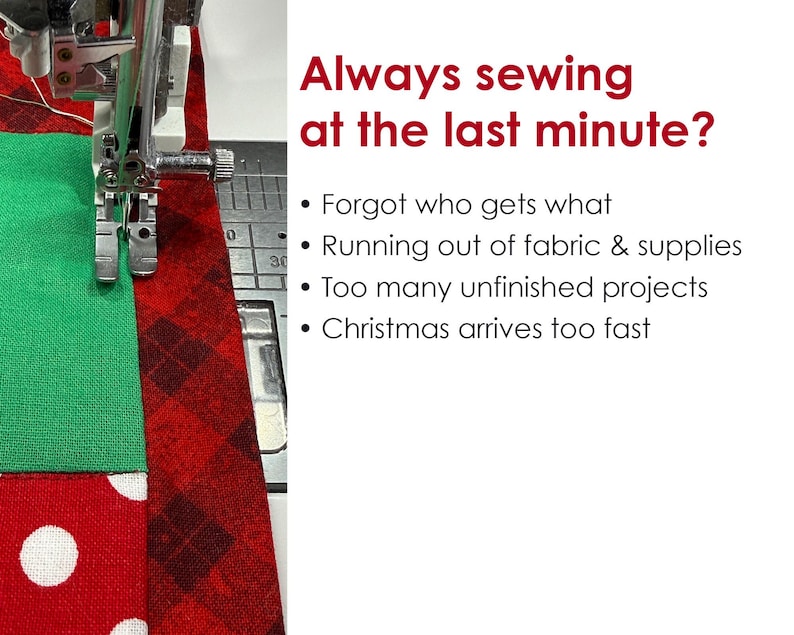 Christmas sewing planner helps organize holiday sewing projects, prevent forgotten gifts, manage fabric supplies, and finish handmade gifts before Christmas.