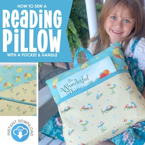 Reading Pillow with Handle and Pocket PDF Sewing Pattern - Instant Download - DIY Book Pillow Tutorial