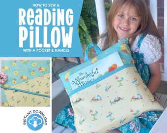 Reading Pillow with Handle and Pocket PDF Sewing Pattern - Instant Download - DIY Book Pillow Tutorial