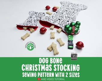 Dog Christmas Stocking Sewing Pattern in 2 Sizes (Digital Download)
