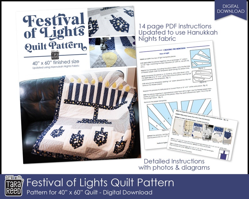 Hanukkah Quilt Pattern - digital download