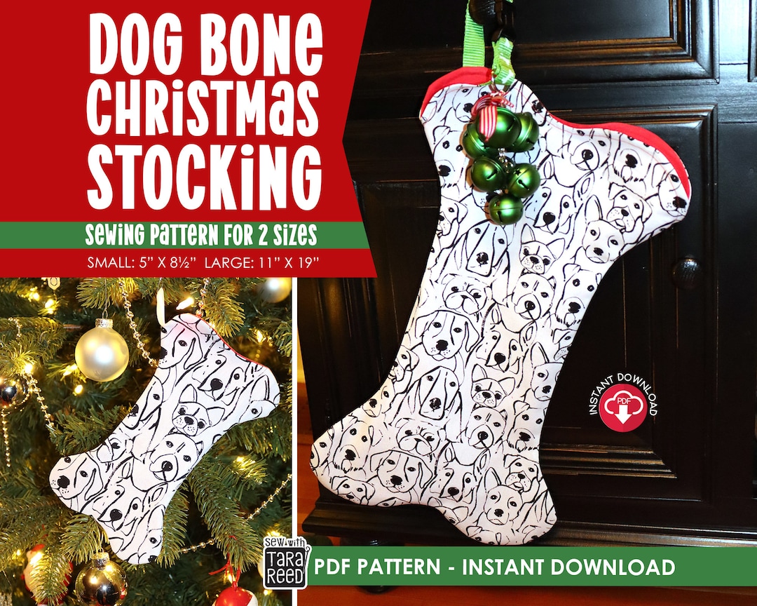 DIY Dog Christmas Stocking Pattern in 2 Sizes Instant Download Christmas Sewing Pattern Etsy