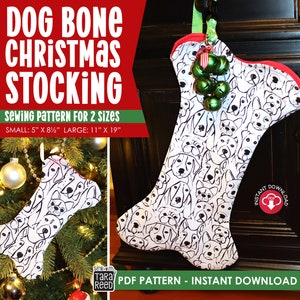 DIY Dog Christmas Stocking Pattern in 2 sizes - Instant Download - Christmas Sewing Pattern