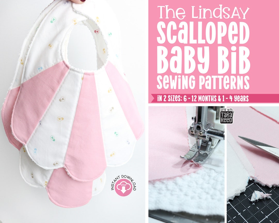 Scalloped Baby Bib Sewing Pattern in 2 Sizes DIY Baby Shower Gift ...