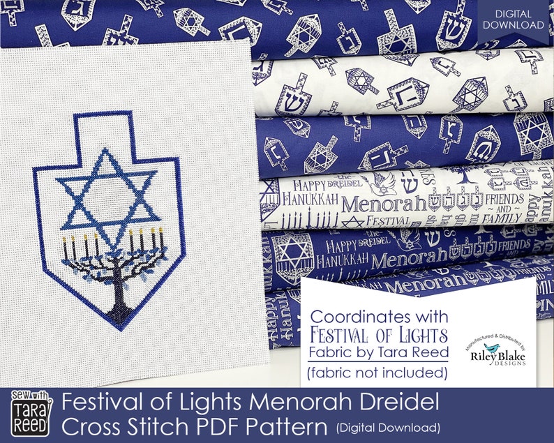 Festival of Lights Menorah Dreidel Cross Stitch Pattern image 4