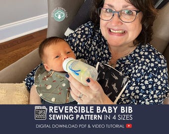 Reversible Baby Bib Pattern in 4 Sizes (Digital Download)