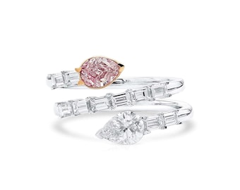 Anillo de compromiso con diamante rosa claro natural certificado por el GIA, hallazgo excepcional, en oro blanco de 18 k.