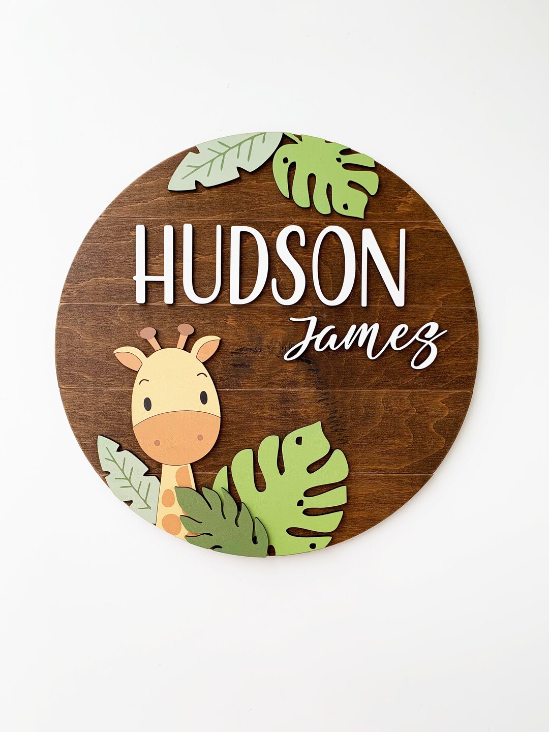 Safari Giraffe Nursery Wall Decor Jungle Animals Baby Name Etsy