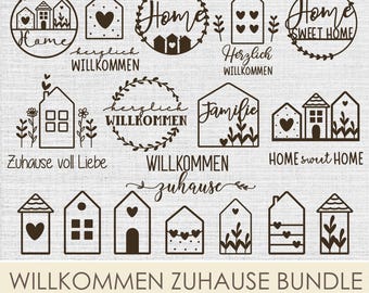 Willkommen Zuhause Plotterdatei Bundle SVG, Schneidedatei Haus Motive, Zuhause Sprüche, Familie Home, Cricut Silhouette