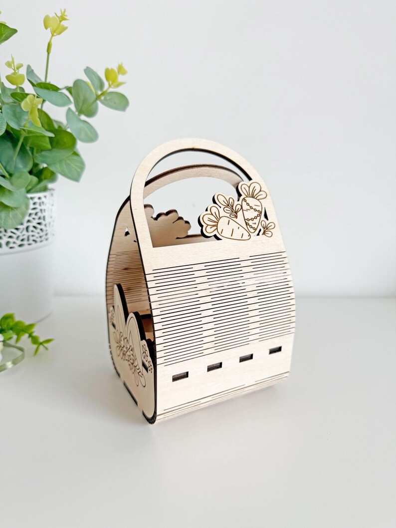 Bunny Easter Egg Basket SVG Laser Cut File, Kids Egg Holder for 4 Eggs ...