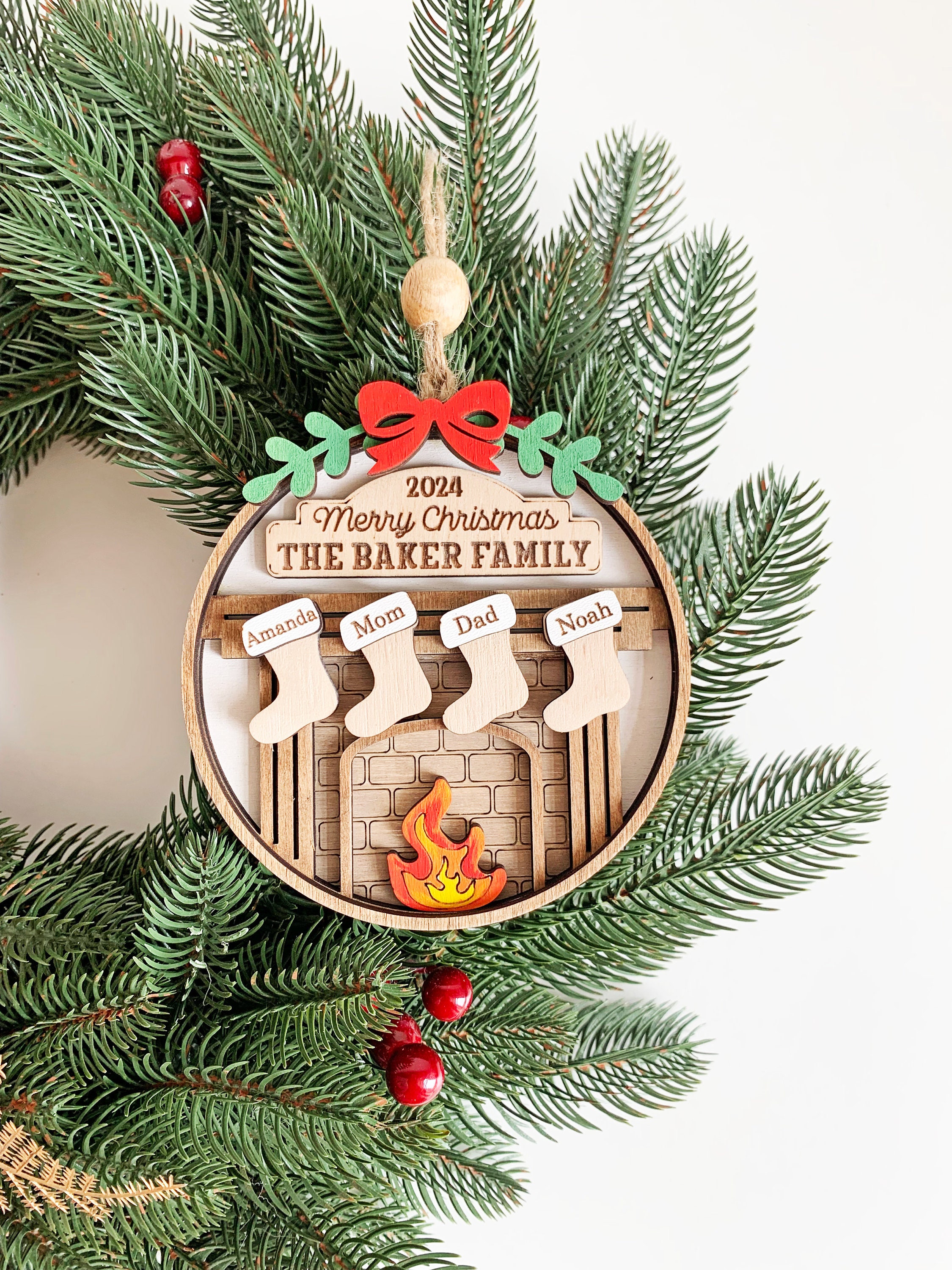 Stylish Room Interior With Beautiful Christmas Tree Decorative Wooden Fireplace