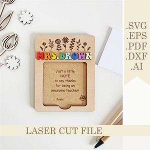 Lehrer Sticky Note Inhaber SVG, personalisierte Lehrer Wertschätzung Geschenk Laser Cut Datei, Zurück zu Schule Note Pad Inhaber Digitaler Download