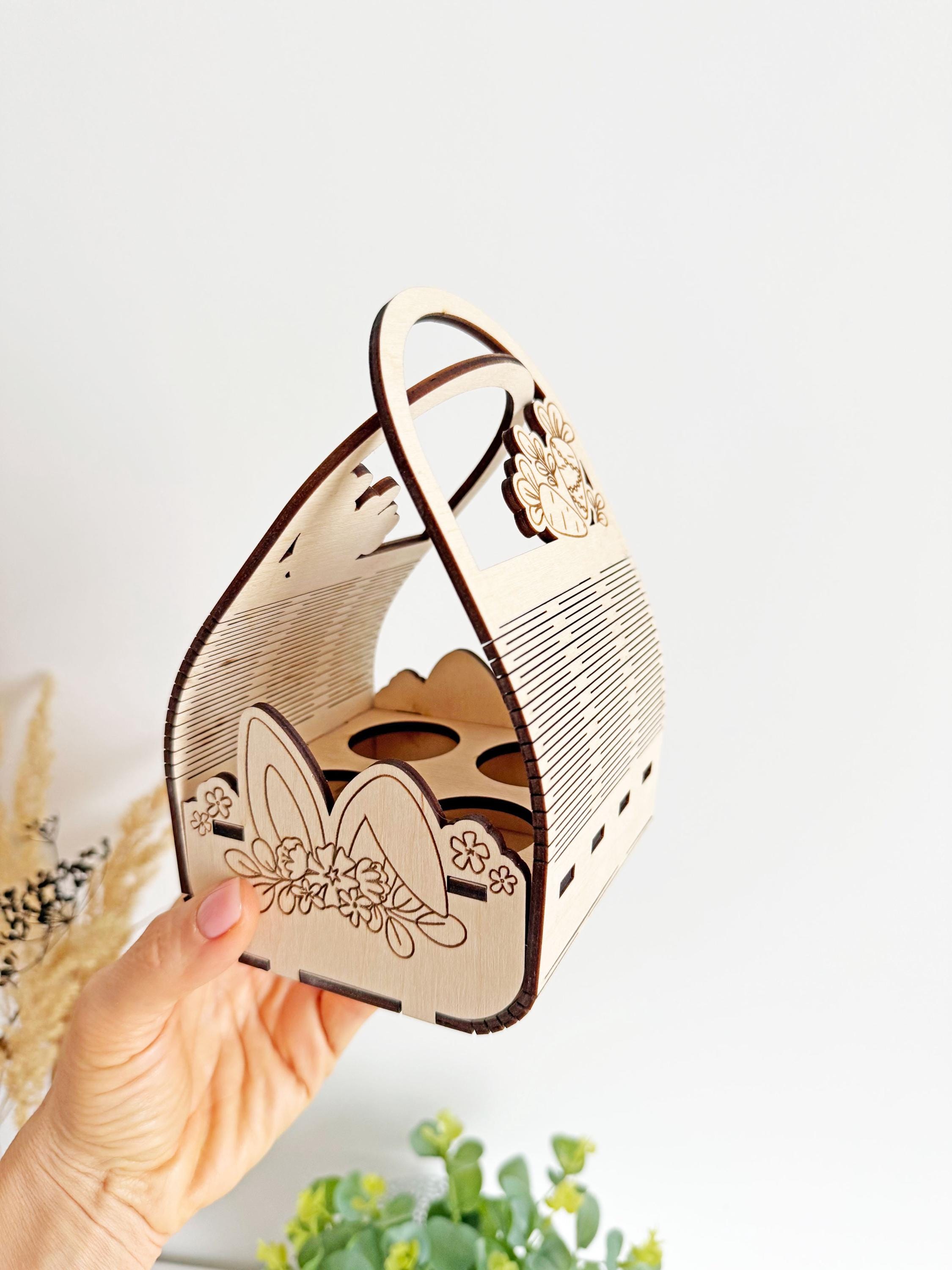 Bunny Easter Egg Basket SVG Laser Cut File, Kids Egg Holder for 4 Eggs ...