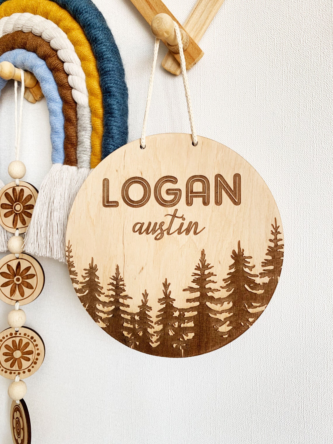 Engraved baby name wooden sign Baby name announcement Etsy