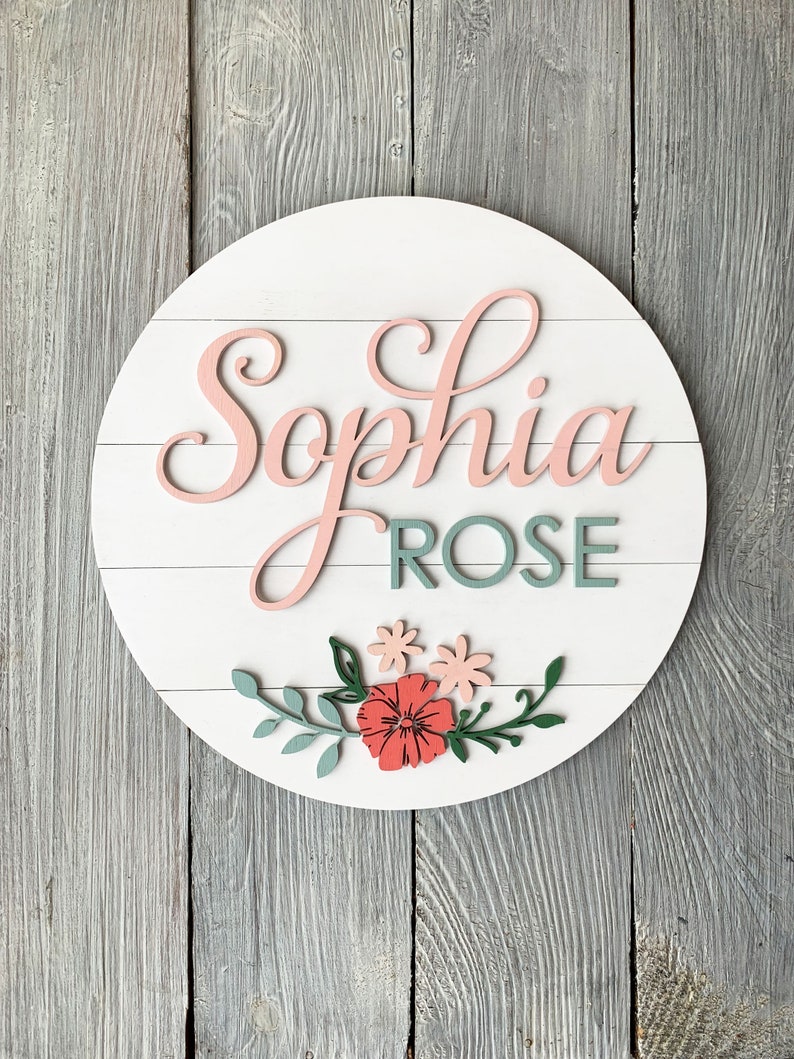 Baby Girl Name Sign Nursery Name Plaques Wooden Name Plaques Etsy