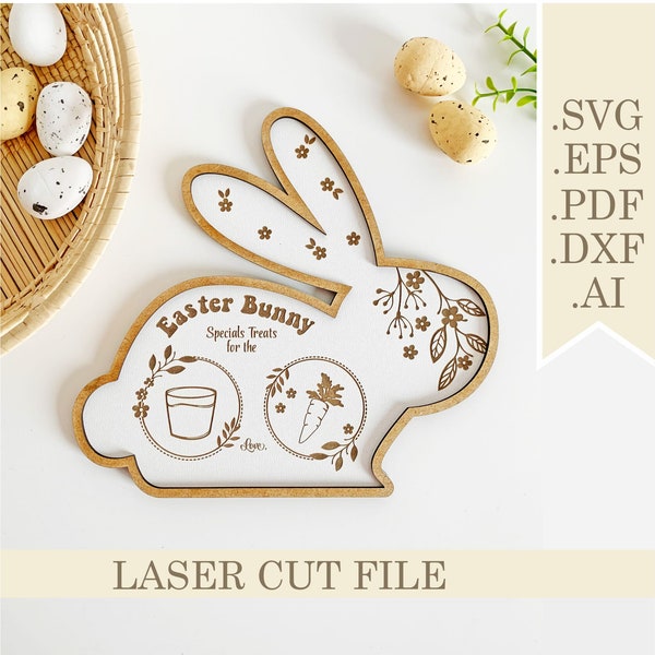 Easter Bunny Shaped Treat Tray SVG, Easter serving tray Laser Cut File, Easter Cookie Tray Svg, Carrot Plate Digital download Glowforge