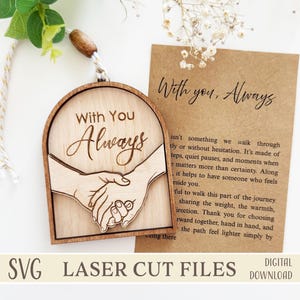 Sammanflätade händer ornament SVG med berättelsekort, hållande händer laserskuret minnessak, känslomässig present till par, make, fru, vänner