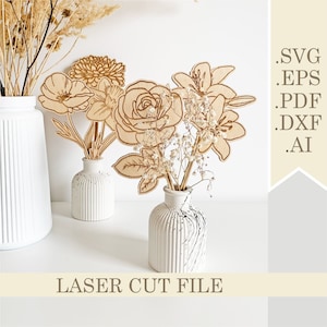 Flores del mes de nacimiento SVG, Flores silvestres Archivo cortado con láser, Regalo de flores de nacimiento para mamá, Descarga digital personalizada de flores de nacimiento del Día de las Madres