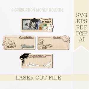 Afstudeergeldhouder SVG-bundel, lasergesneden bestand afstudeercadeau geldhouders, klasse van 2025, gepersonaliseerde afstudeercadeaudoos voor afstudeerder