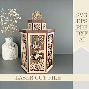 Moeder en baby kaarshouder SVG, Moederdag lantaarn lasergesneden bestand, cadeaus voor moeder tafellamp laser, theelichtje nachtlampje digitale download