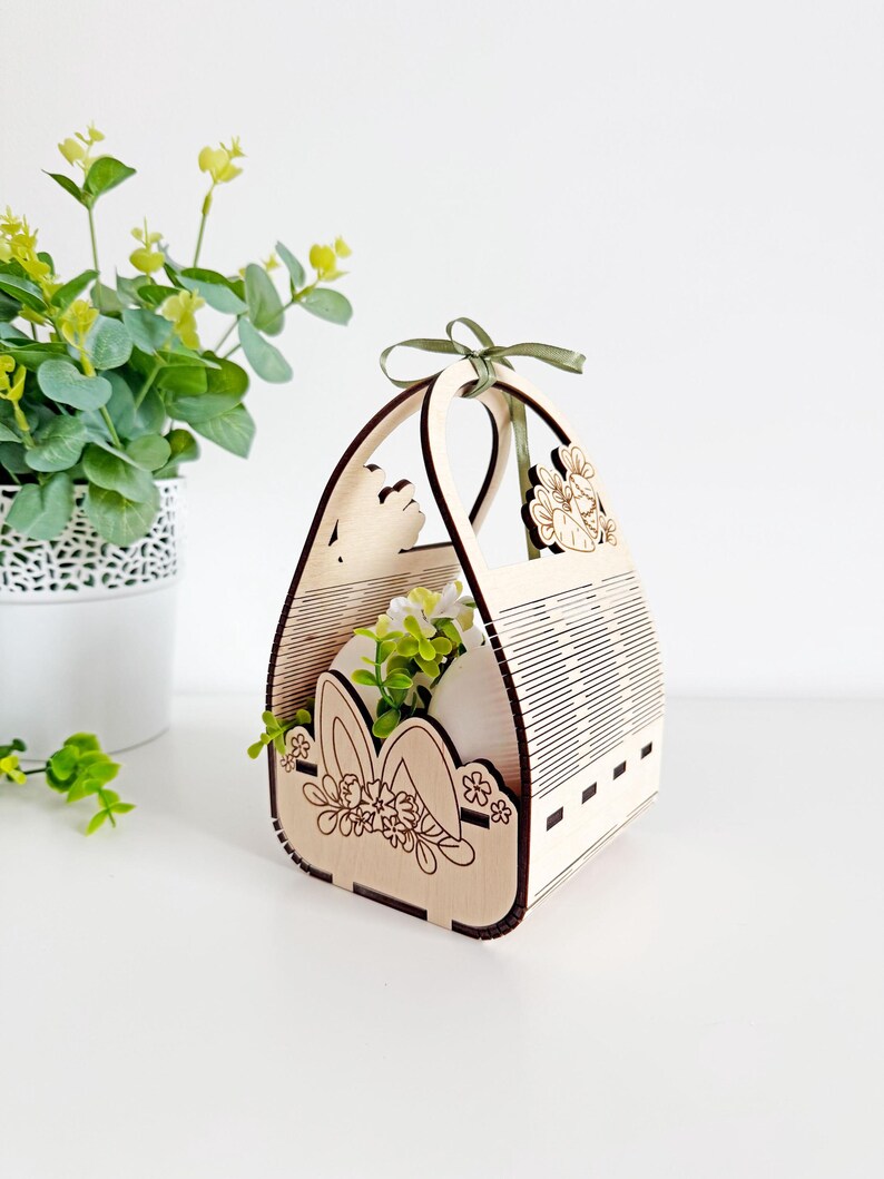 Bunny Easter Egg Basket SVG Laser Cut File, Kids Egg Holder for 4 Eggs ...