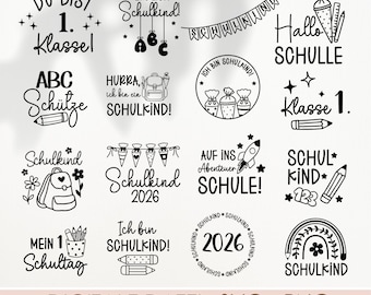 Schulkind 2026 Plotterdatei  SVG PNG Bundle, Einschulung Schulanfang Sprüche, Zurück zur Schule, Bleistift, Erste Klasse