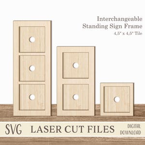 Standing Sign Frames SVG Bundle, Leaning Ladder for Interchangeable Inserts Laser Cut File, Glowforge, xTool Digital Download Seasonal Decor