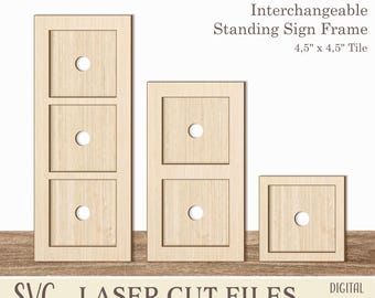 Standing Sign Frames SVG Bundle, Leaning Ladder for Interchangeable Inserts Laser Cut File, Glowforge, xTool Digital Download Seasonal Decor