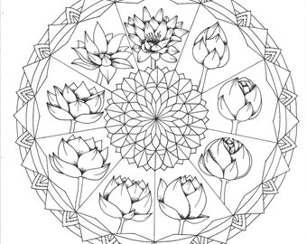 lotus 9 months of pregnancy mandala colouring page