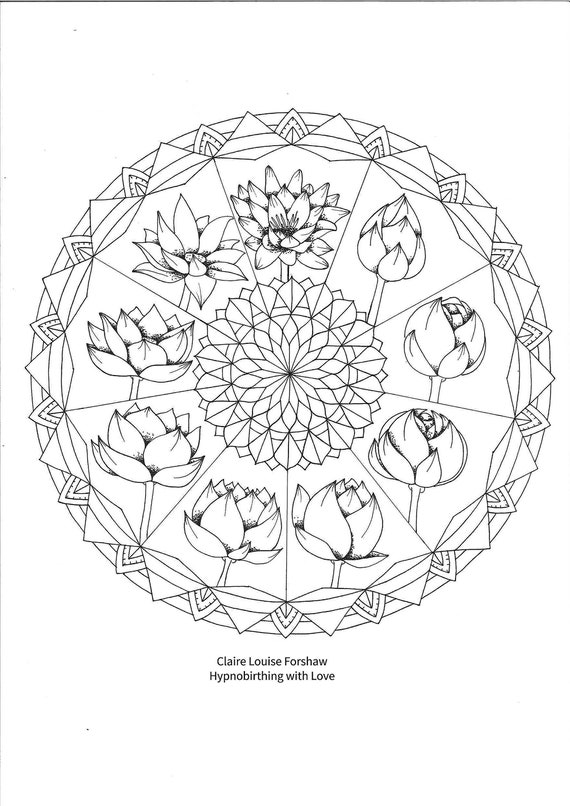 Download Lotus 9 Months Of Pregnancy Mandala Colouring Page Etsy