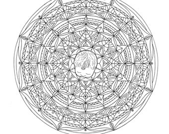 Birth mandala colouring page