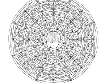 Birth mandala colouring page