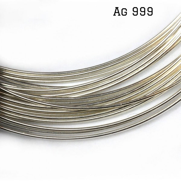 999 Dead Soft Round Fine Silver Wire, 26-28GA (0.3-0.4mm) for Lampworking and Jewelry Making, made in Europe - 1 meter (3.30 ft)