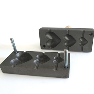 Graphite Press for Heart Shaped Lampwork Beads Making (with Horizontal Hole)