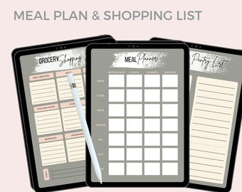 Meal Planning Bundle: Meal Plan, Shopping List, and Pantry List for Time and Money Savings, Family Meal Planner, Healthy Eating Planner