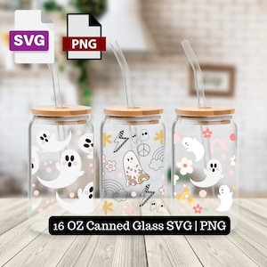 Ghost Libbey SVG Libbey Glass Wrap, Beer Can Glass Svg, Libbey, Cute Ghosts Svg, Halloween Libbey Svg, Ghost Can Glass Svg, 16Oz Glass Wrap